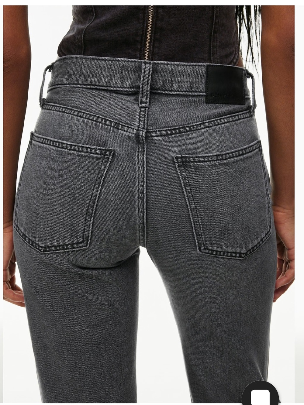 Denim Forum Straight Leg Jeans in Washed Charcoal Gray